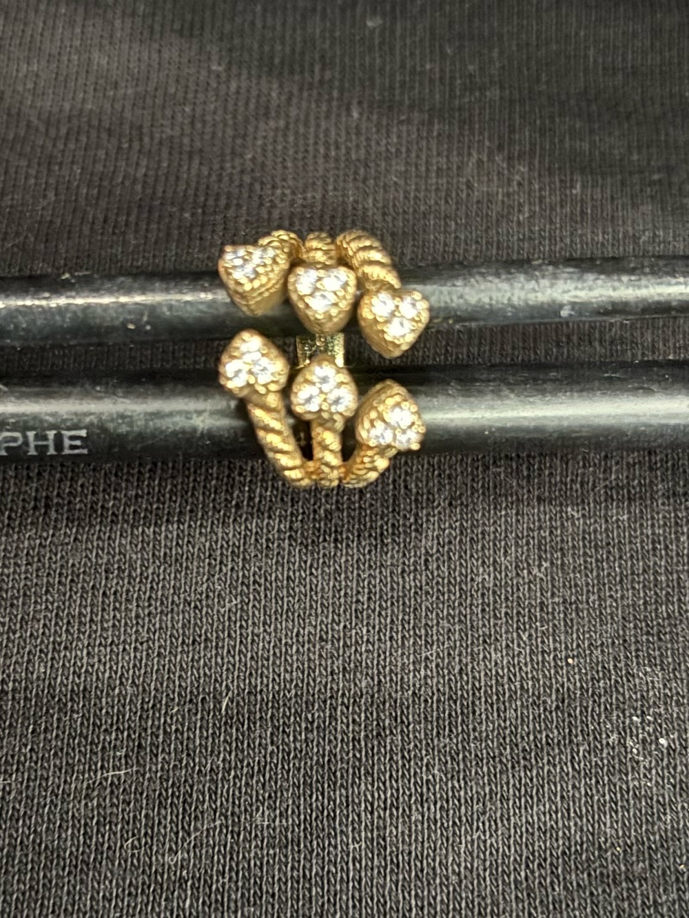 Judith Ripka Gold-Tone Multi-Cluster Crystal Open Rope Ring - Picture 7 of 9
